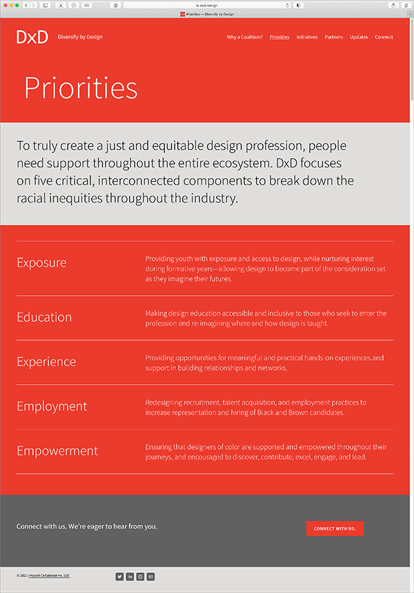 Diversify by Design Priorities Webpage